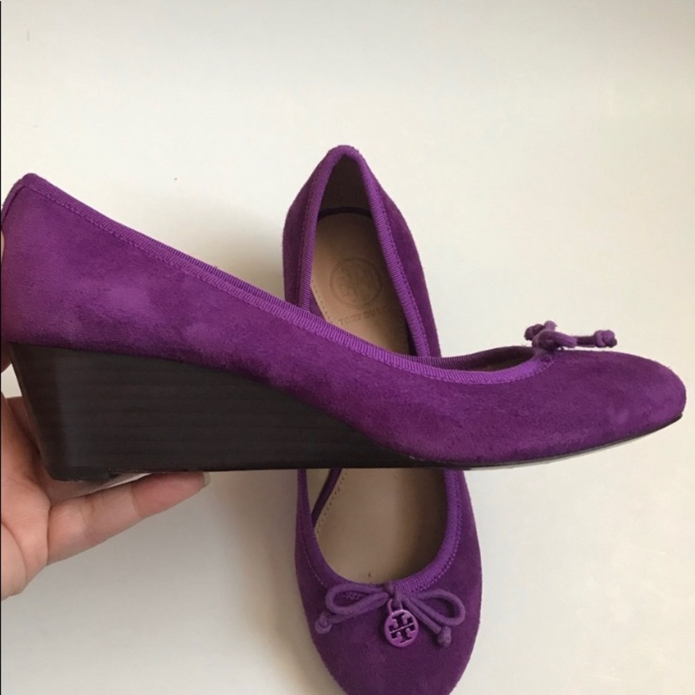Tory Burch Purple Suede Wedge Ballet Flats - Picture 2 of 6